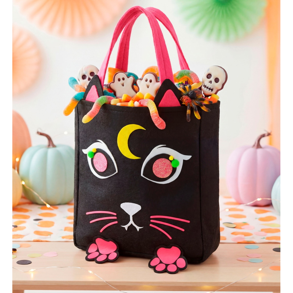 CESTINO DOLCETTO O SCHERZETTO GATTO BORSETTA ACCESSORI HALLOWEEN CARNEVALE - 86875