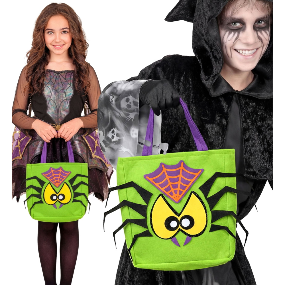 CESTINO DOLCETTO O SCHERZETTO RAGNO BORSETTA ACCESSORI HALLOWEEN CARNEVALE - 86877