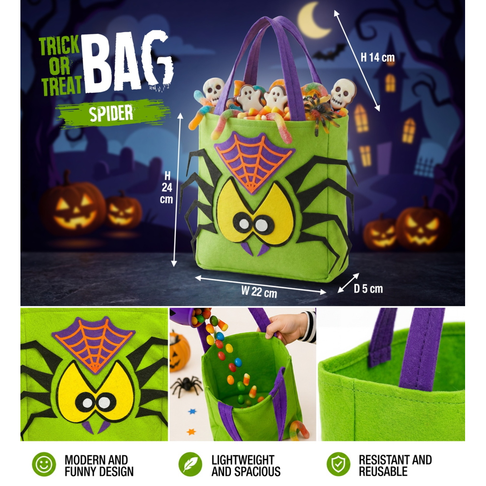 CESTINO DOLCETTO O SCHERZETTO RAGNO BORSETTA ACCESSORI HALLOWEEN CARNEVALE - 86877