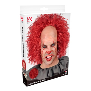 PARRUCCA CALOTTA CON CAPELLI ROSSI CREEPY CLOWN VINTAGE ACCESSORI PER ABITO VESTITO TRAVESTIMENTO CARNEVALE - 29097