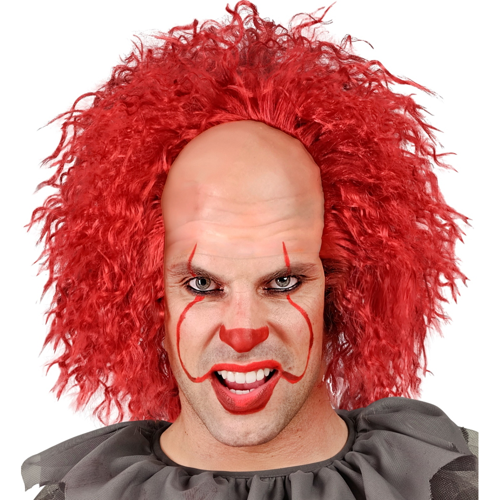 PARRUCCA CALOTTA CON CAPELLI ROSSI CREEPY CLOWN VINTAGE ACCESSORI PER ABITO VESTITO TRAVESTIMENTO CARNEVALE - 29097