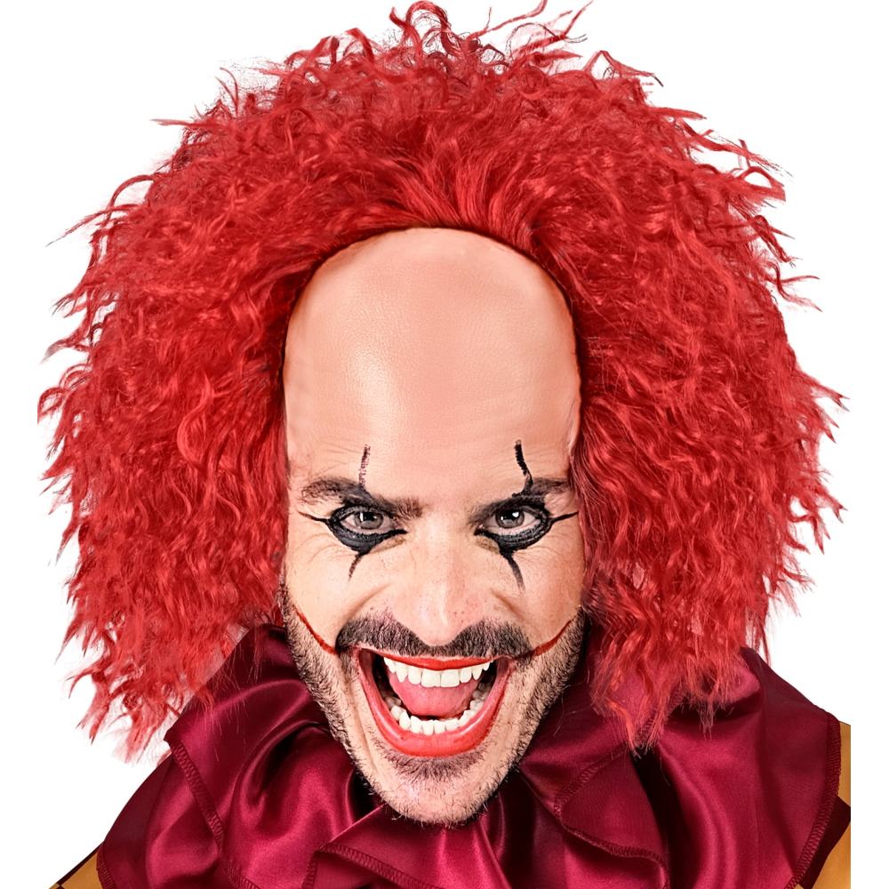 PARRUCCA CALOTTA CON CAPELLI ROSSI CREEPY CLOWN VINTAGE ACCESSORI PER ABITO VESTITO TRAVESTIMENTO CARNEVALE - 29097