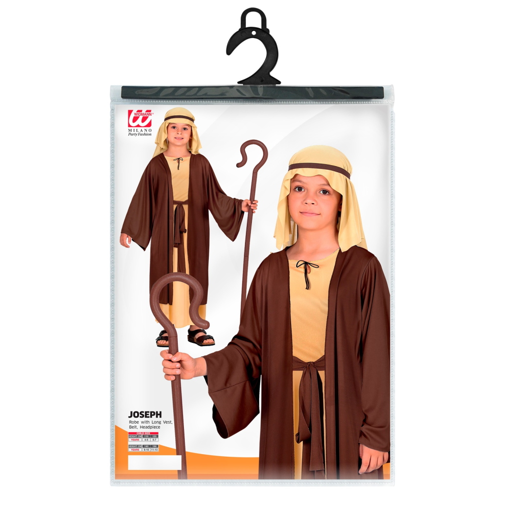 COSTUME GIUSEPPE TUNICA E COPRICAPO TRAVESTIMENTO BAMBINO RECITA NATALE CARNEVALE COSPLAY - 0294