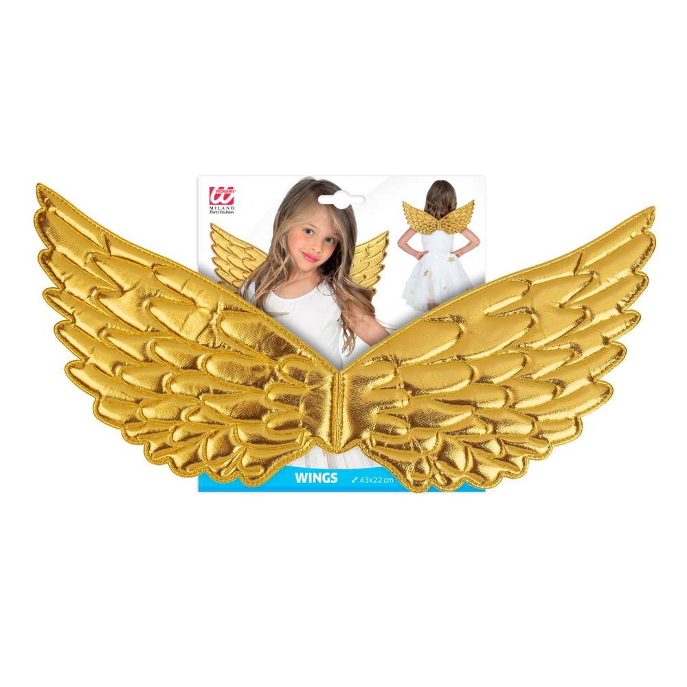 ALI IN TESSUTO ORO 43 X 22 CM ACCESSORI TRAVESTIMENTO COSTUME CARNEVALE NATALE- 30306