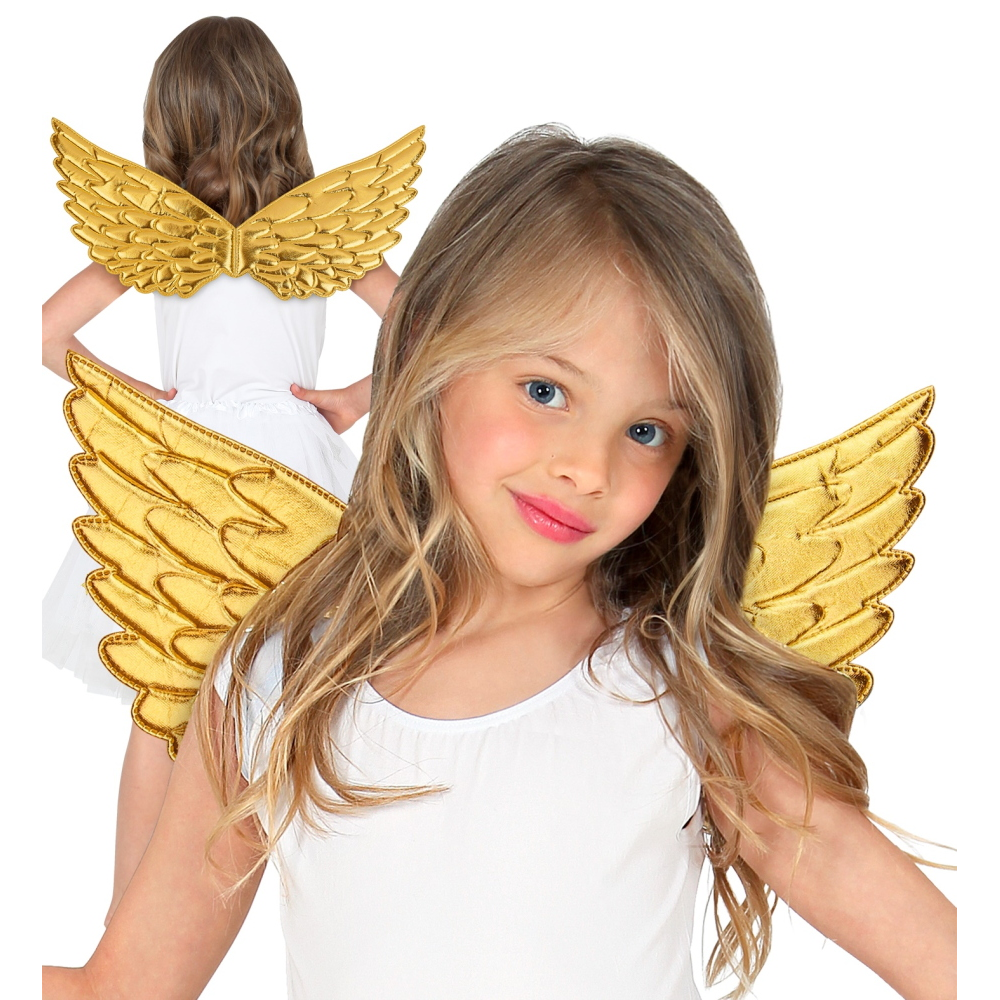 ALI IN TESSUTO ORO 43 X 22 CM ACCESSORI TRAVESTIMENTO COSTUME CARNEVALE NATALE- 30306