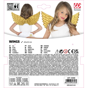 ALI IN TESSUTO ORO 43 X 22 CM ACCESSORI TRAVESTIMENTO COSTUME CARNEVALE NATALE- 30306