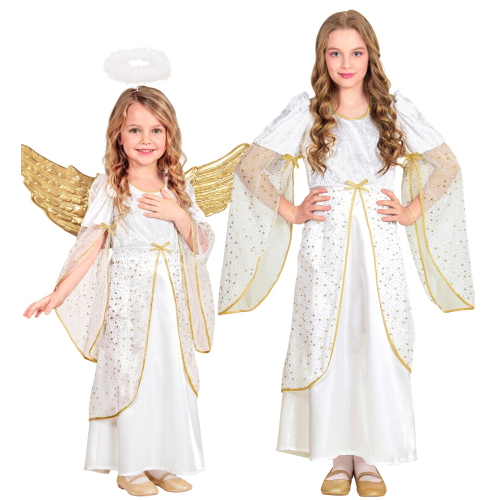 COSTUME ANGELO VESTITO LUNGO TRAVESTIMENTO BAMBINA RECITA NATALE CARNEVALE COSPLAY- 5899