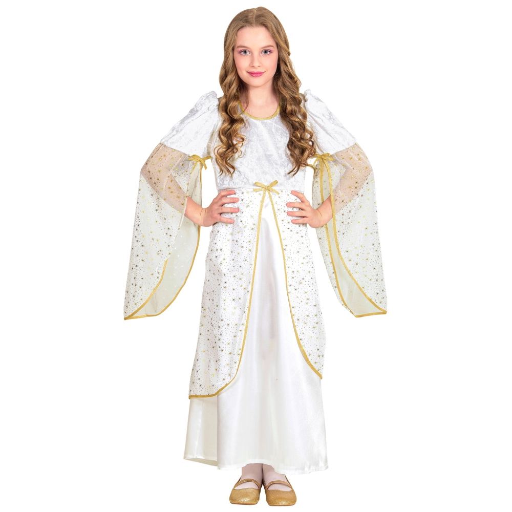 COSTUME ANGELO VESTITO LUNGO TRAVESTIMENTO BAMBINA RECITA NATALE CARNEVALE COSPLAY- 5899