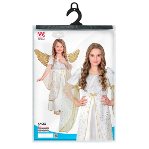 COSTUME ANGELO VESTITO LUNGO TRAVESTIMENTO BAMBINA RECITA NATALE CARNEVALE COSPLAY- 5899