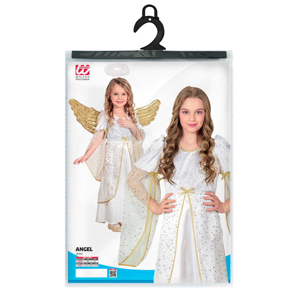 COSTUME ANGELO VESTITO LUNGO TRAVESTIMENTO BAMBINA RECITA NATALE CARNEVALE COSPLAY- 5899